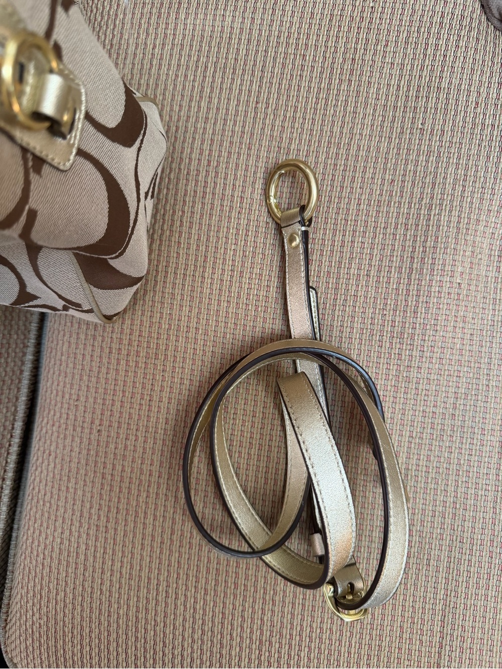 NWT Coach Signature Canvas Satchel Shoulder Bag in Khaki/Gold with extra strap - Picture 9 of 10